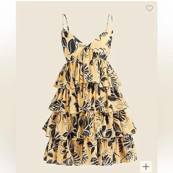 J crew yellow Ruffle-tier mini dress in floral cotton voile - Picture 3 of 6